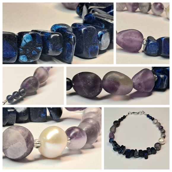 * INNER STRENGTH * CALMNESS * LAPIS LAZULI AMETHYST BRACELET - Picture 1 of 11